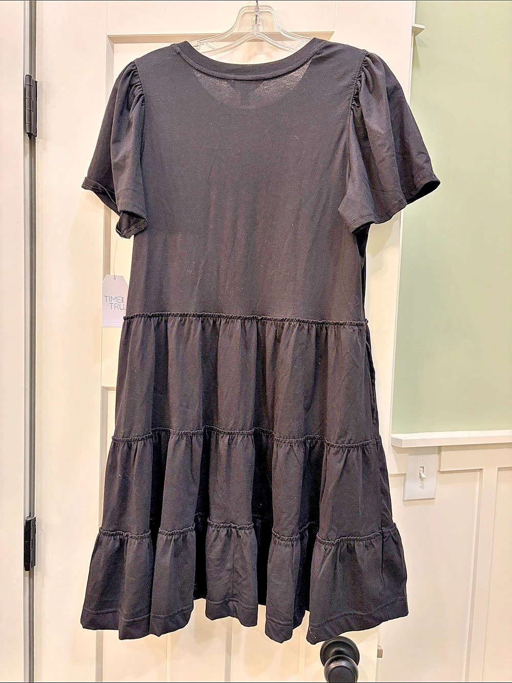Time and Tru Flounce Dress Black Soot Tiered Dress NWT